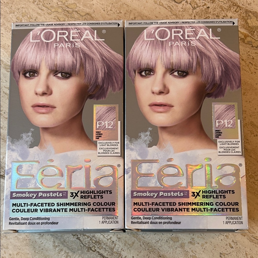 NEW 🆕 TWO L'Oreal Feria Smokey Lavender Hair Colour P12